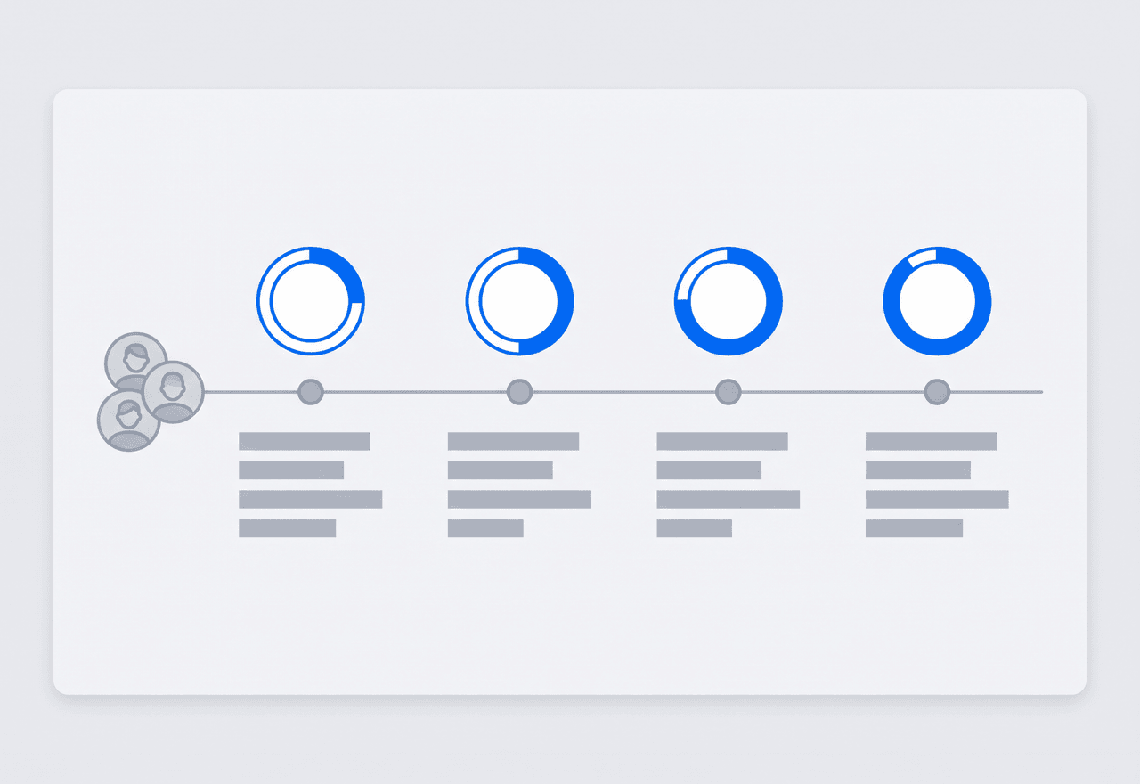 Illustrated assessment history for a crew with scores across several dates