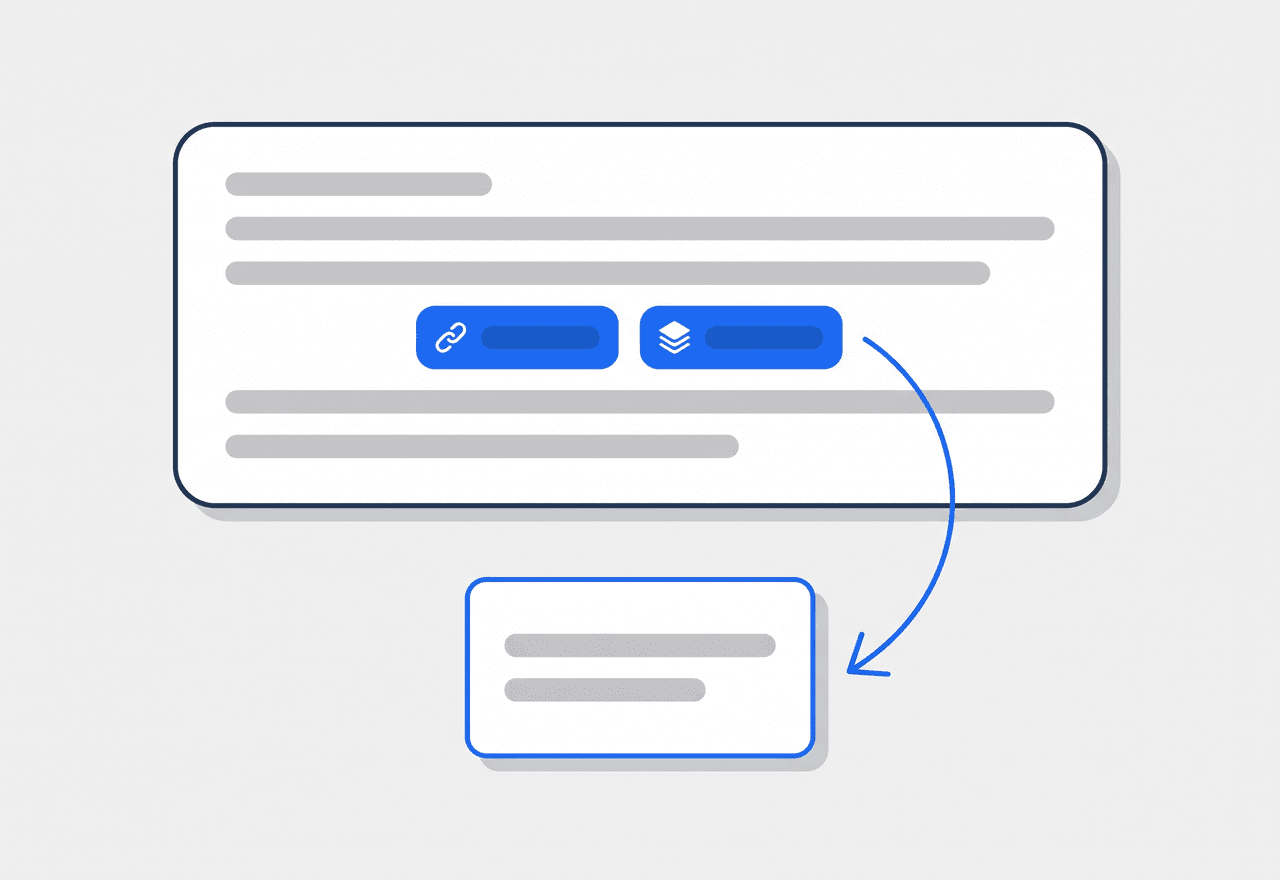 Illustrated message containing linked record chips for a job and an invoice