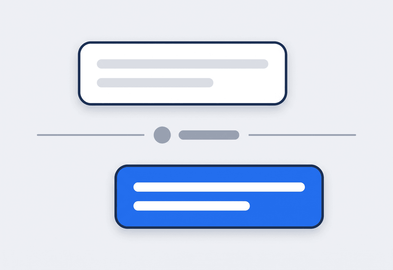Illustrated thread mixing typed messages with automatic system log entries