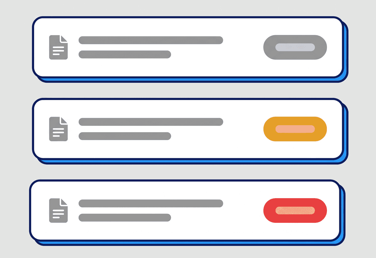 Illustrated employee document cards with expiring and expired status badges