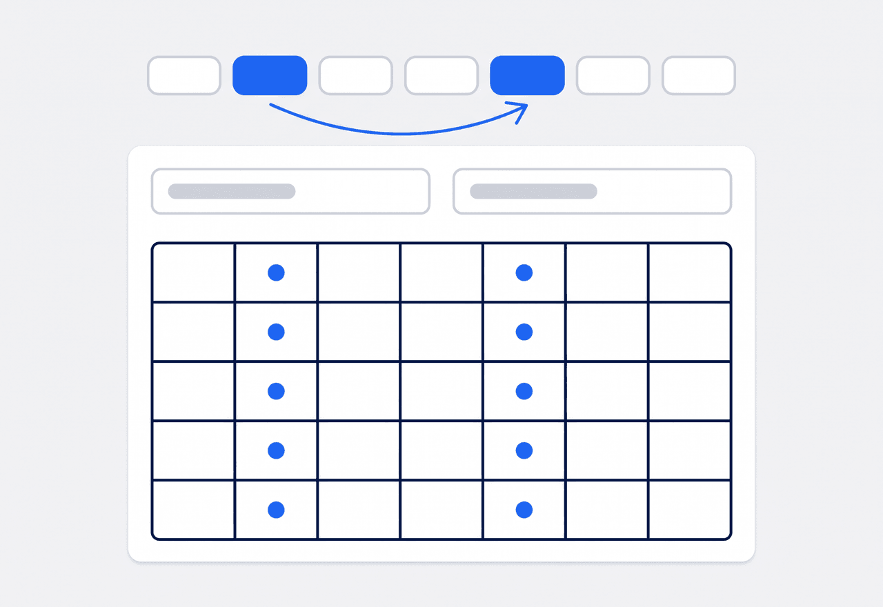 Illustrated weekday picker with two selected days above a month grid marking each repeated visit