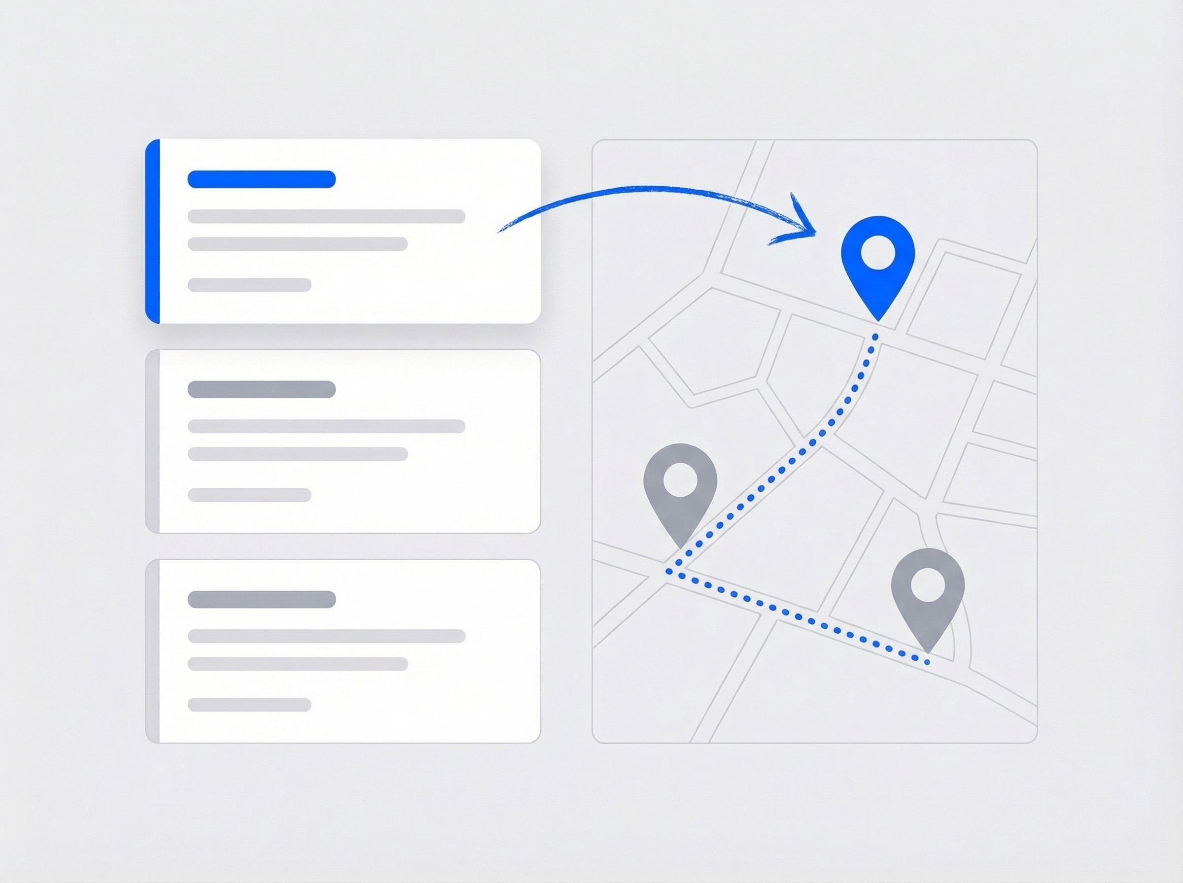 Illustrated crew dispatch workflow with job list and map route